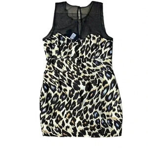 Boohoo Aaliyah Leopard Print Midi Dress Size 12 NWT